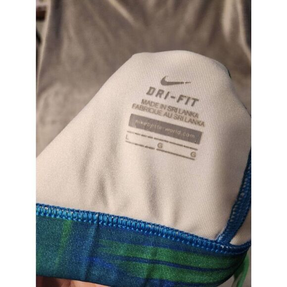 NIKE DRI-FIT L Blue Green RACER BACK SPORTS BRA - Picture 3 of 3